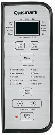 Cuisinart-CBK-100-Programmable-Breadmaker-comands
