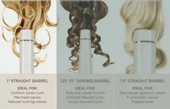 T3 Whirl Trio Wand barrel sizes