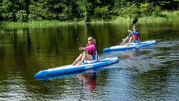 inflatable paddle board with kayak seat