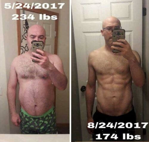 Ben went from 234 pounds to 174 lbs.