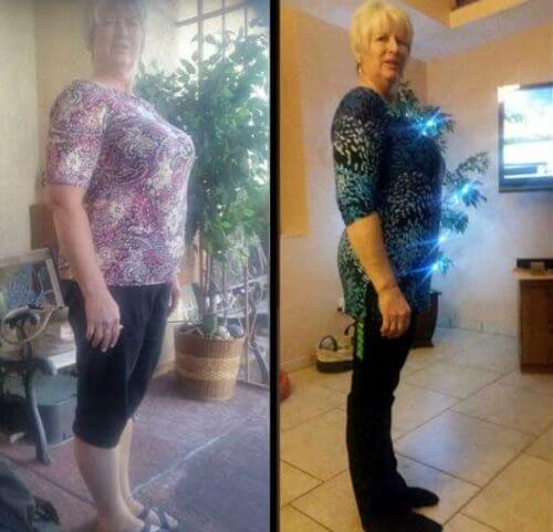 Kathie went from wearing a size 18 down to a 12.