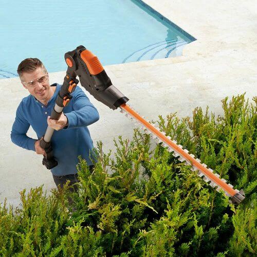 Battery Powered, Long Reach Hedge Trimmer