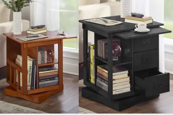 Rotating End Table With Storage