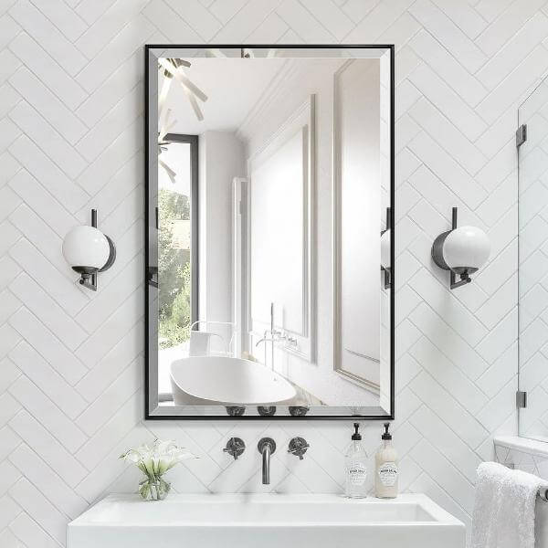 Beveled Rectangle Mirror Bathroom