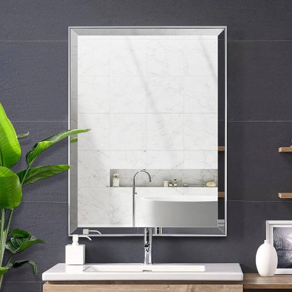 Large Beveled Rectangular Mirror Bathroom