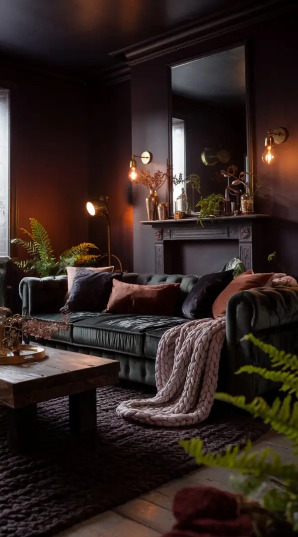 Cozy Dark and Moody Living Room