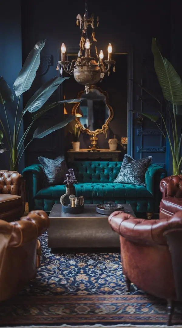 Eclectic Dark and Moody Living Room