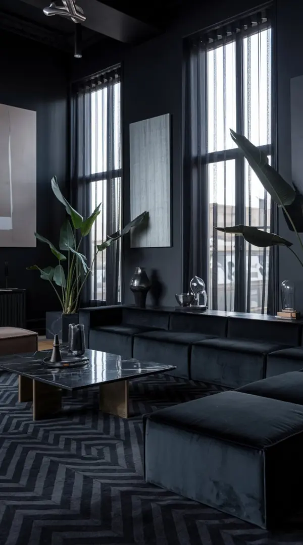 Modern Dark and Moody Living Room