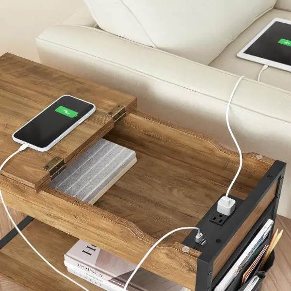 Side Table With Charging Station