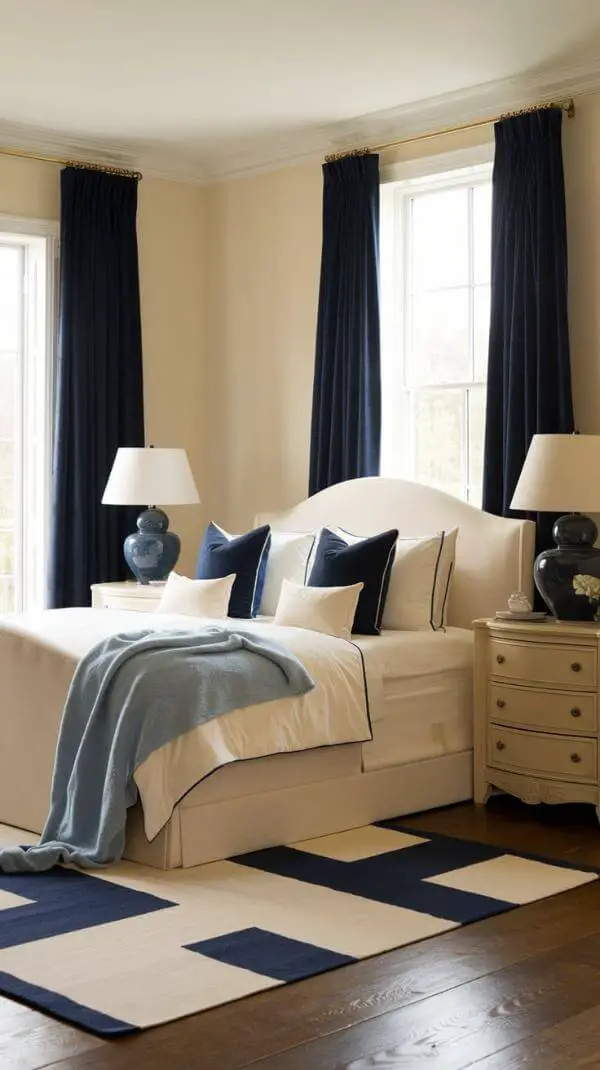 Blue and Cream Bedroom Design