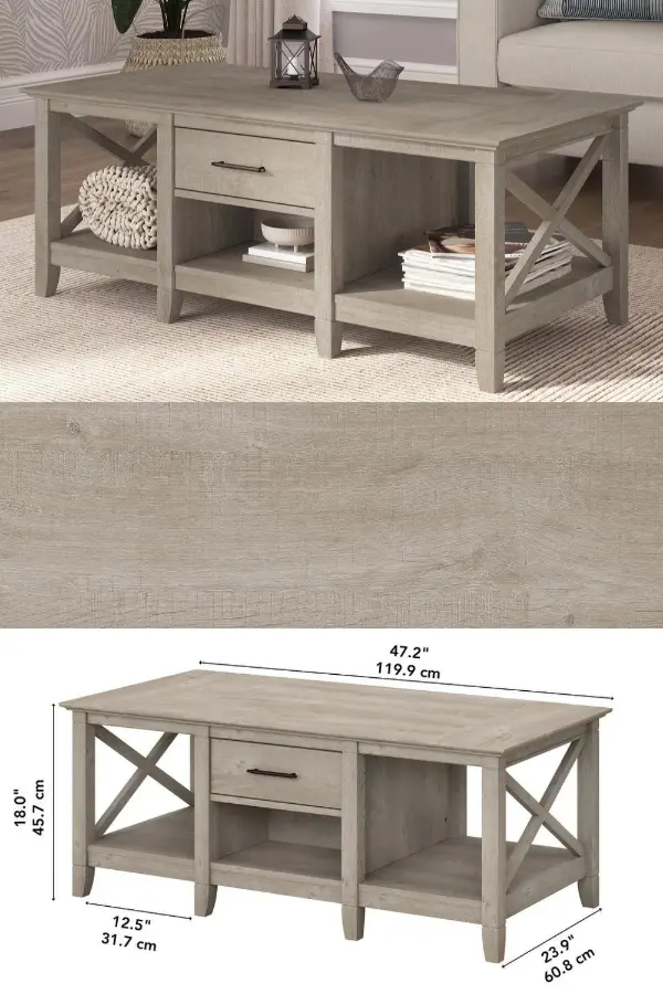 Wide Wooden Coffee Table