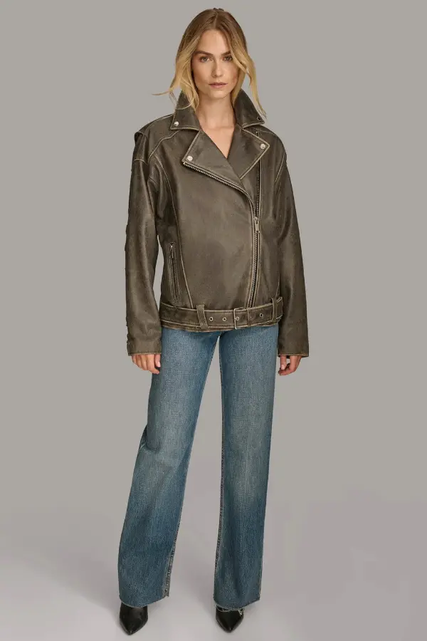 Woman in Leather Jacket