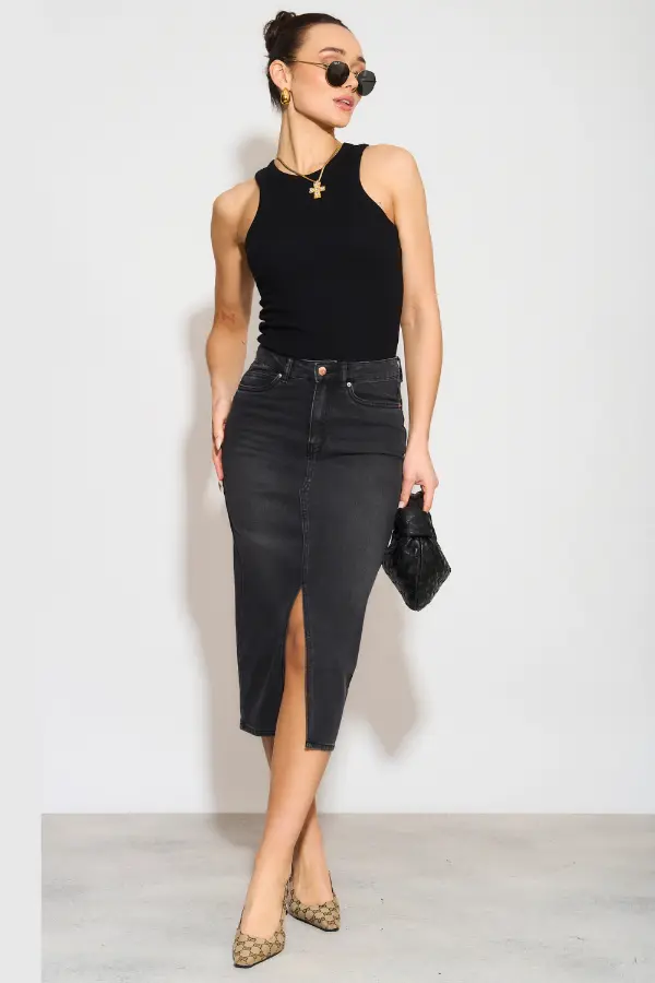 Black Denim Skirt