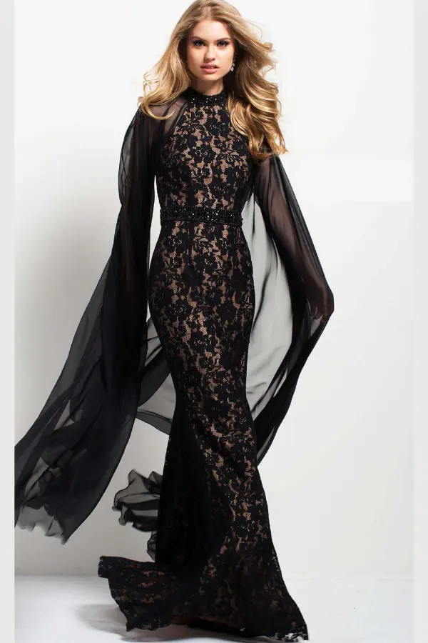 Black Lace Evening Dress