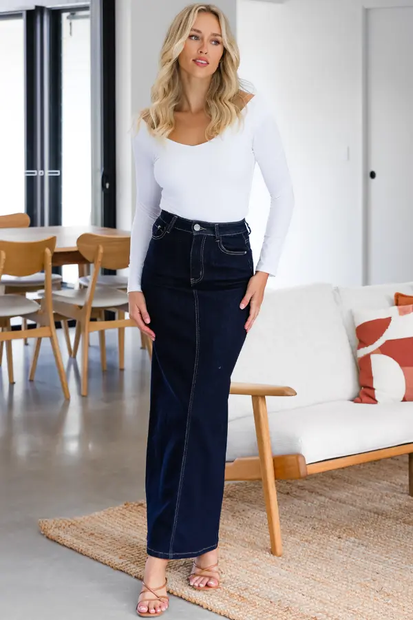 Dark Denim Maxi Skirt