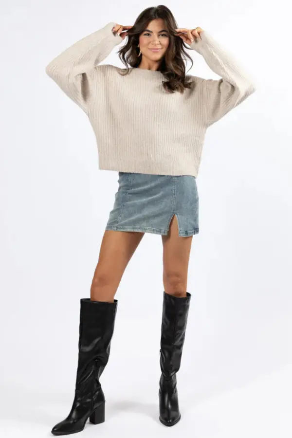 Denim Mini Skirt Outfit Winter