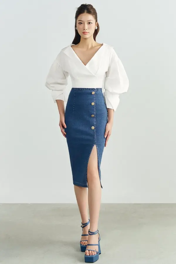 Denim Pencil Skirt