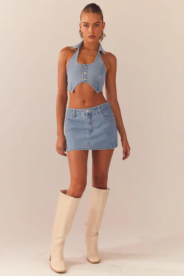 Denim Skirt Club Outfit
