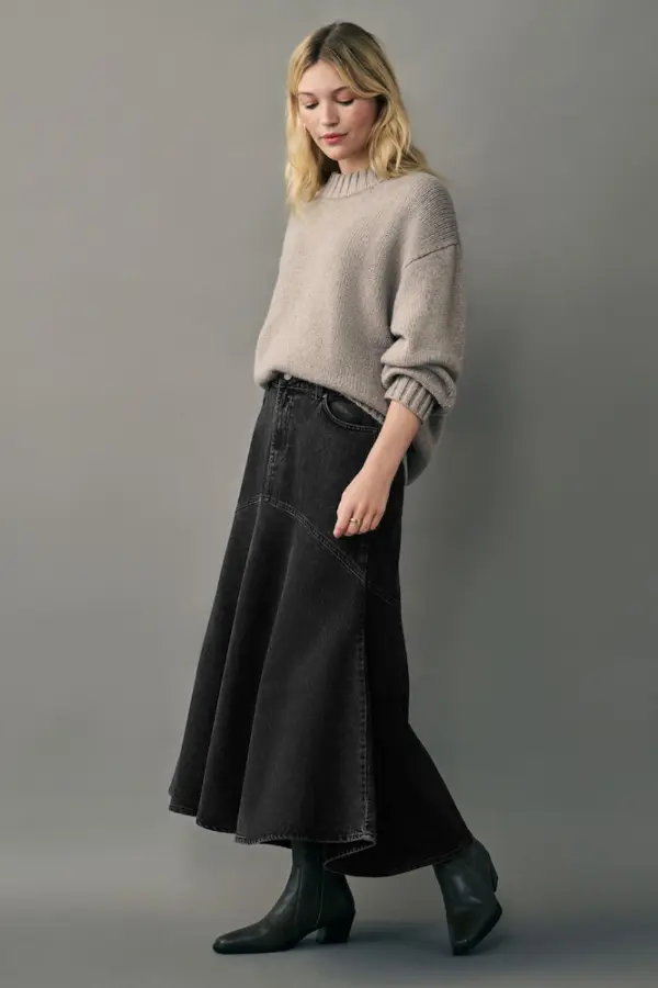 Denim Skirt Outfit Winter