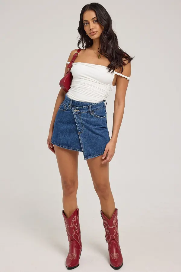 Denim Skirt With Boots