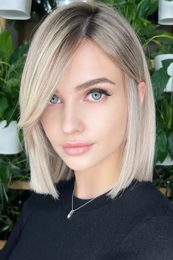 Lob With Long Curtain Bangs