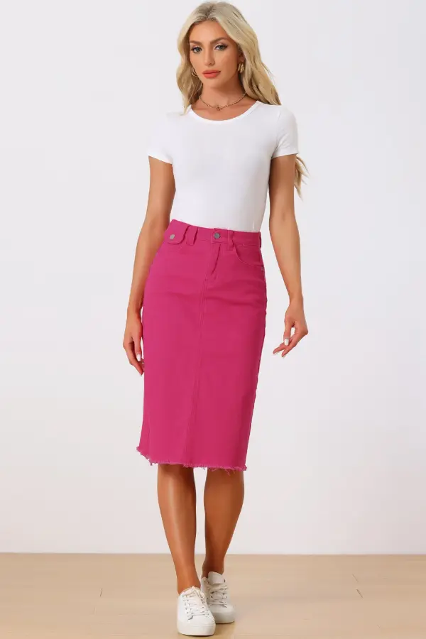 Pink Denim Skirt