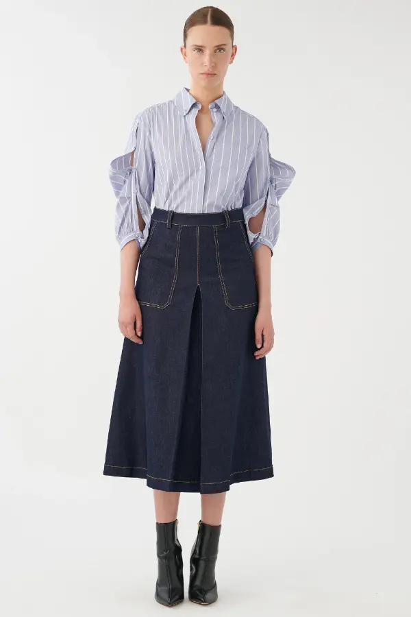 Shirt and Denim Skirt 