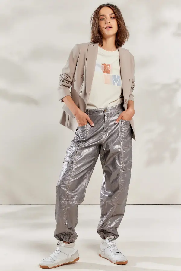 Silver Cargo Pants Outfit