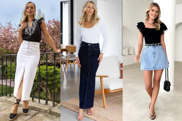 7 Chic Denim Skirt Outfits