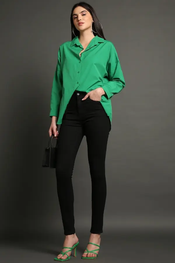 Black Jeans Green Shirt Outfit