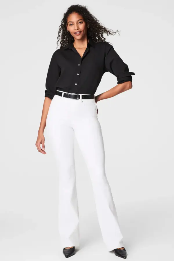 Black Shirt White Jeans Outfit