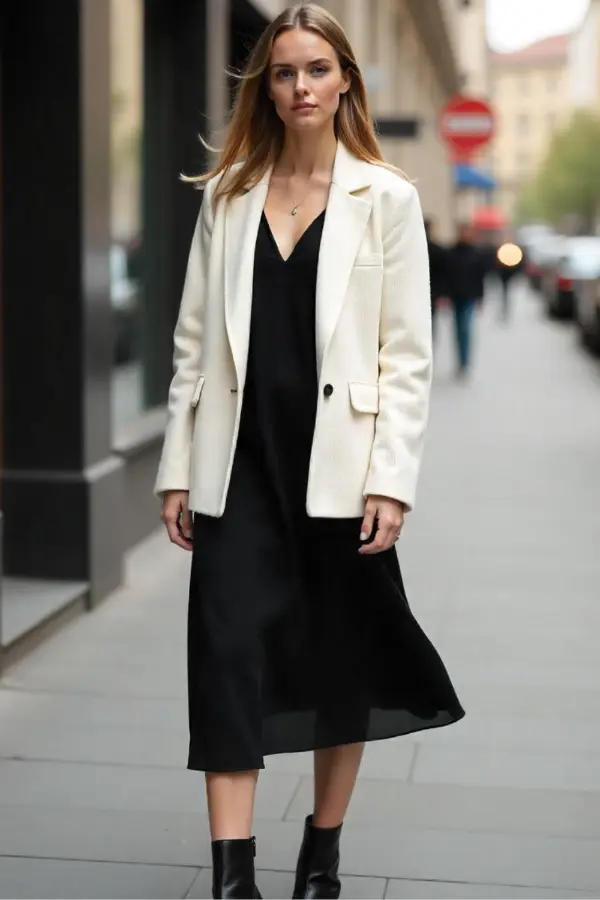 Black Silk Dress With Blazer