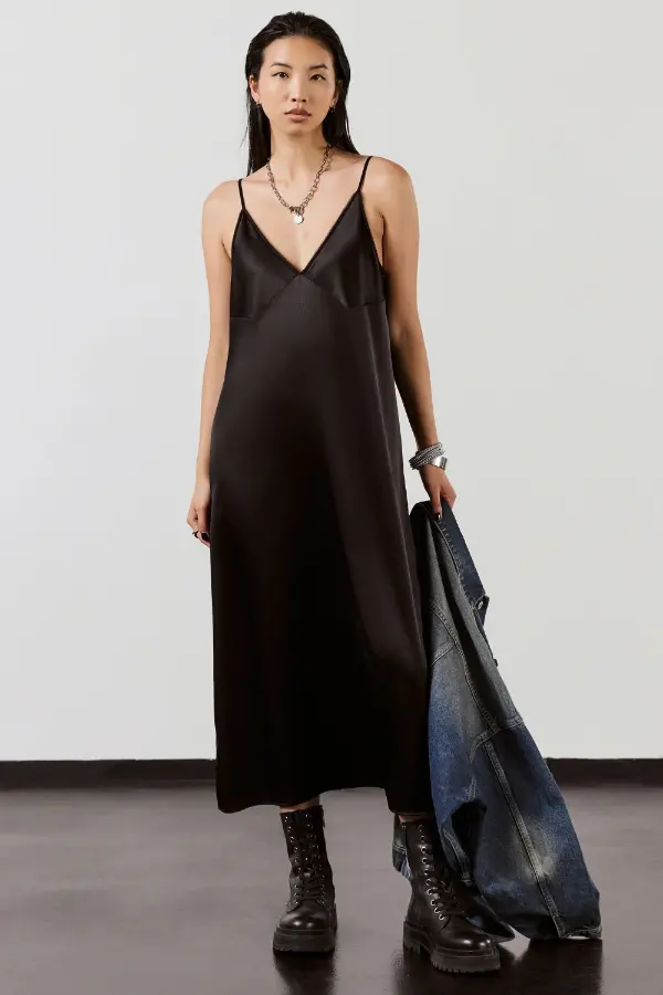 Black Silk Slip Dress