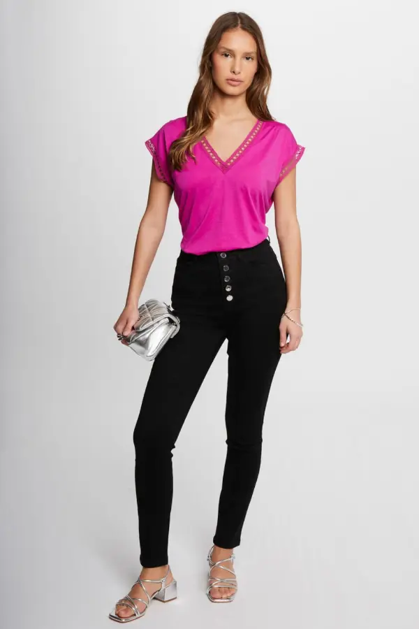 Pink Top and Black Jeans Outfit