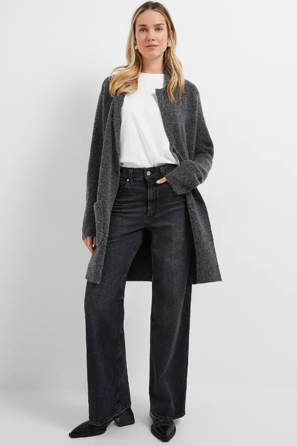 Wide Leg Black Jeans Outfit Winter