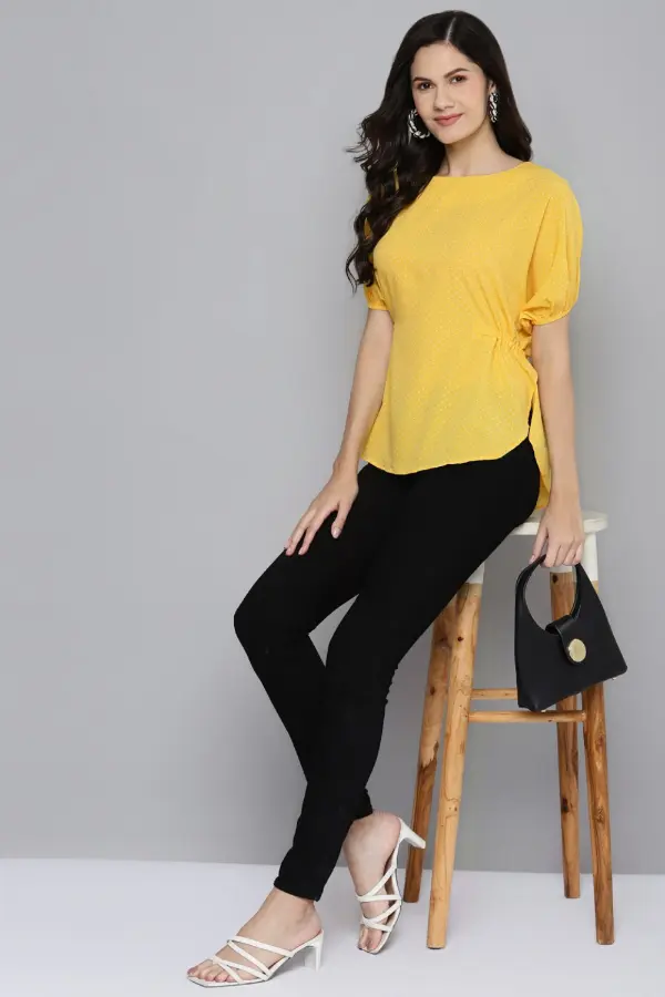 Yellow Top and Black Jeans Outfit