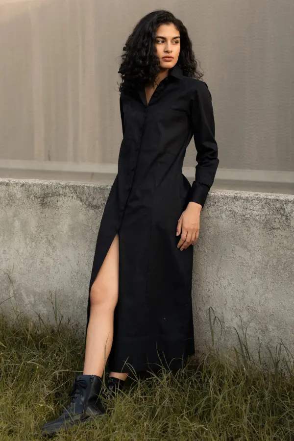 Black Long Shirt Dress