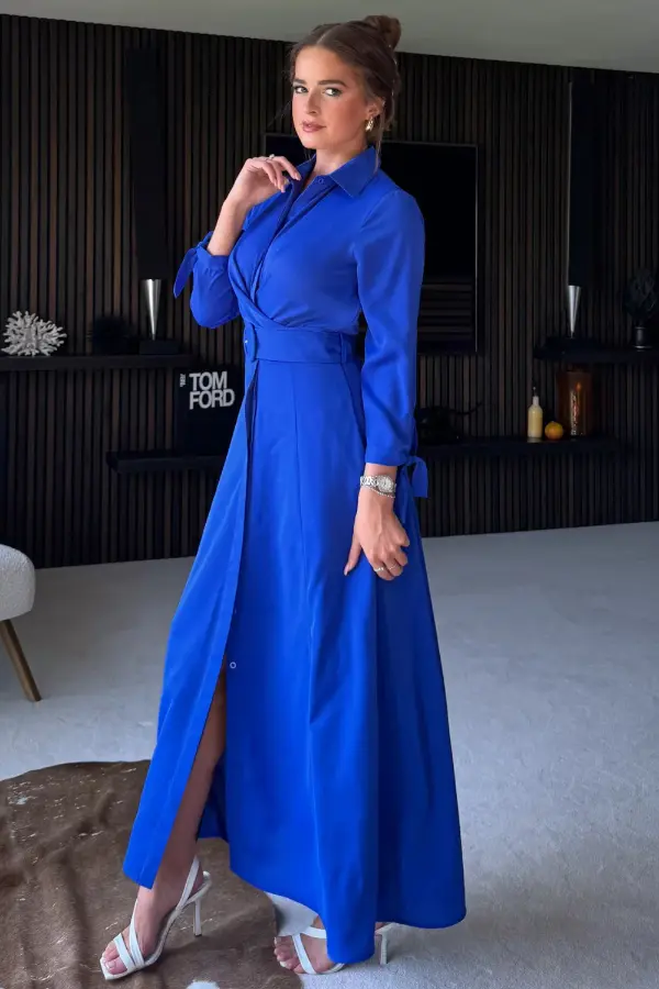Blue Long Shirt Dress