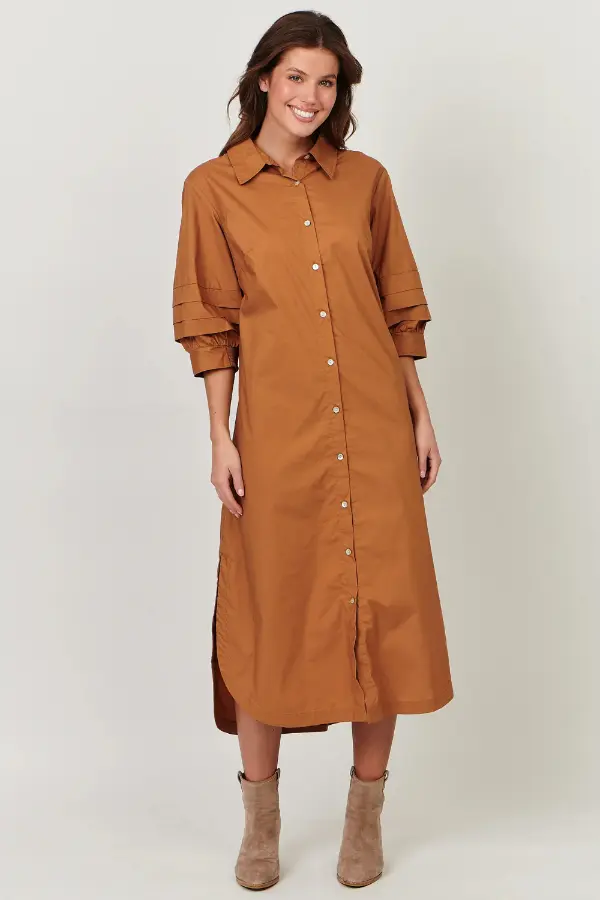 Brown Long Shirt Dress