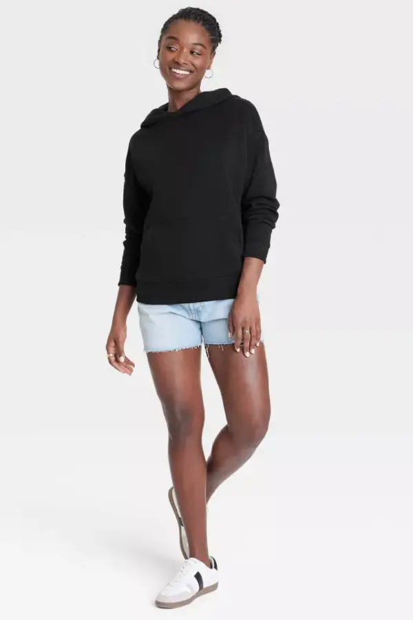 Jean Shorts and Sweatshirt Outfit