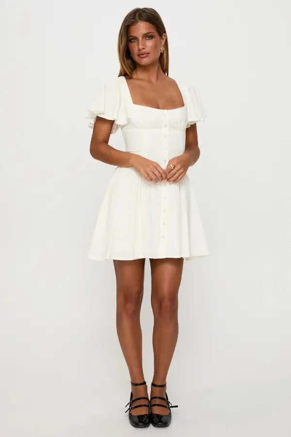 Linen Mini Dress With Sleeves