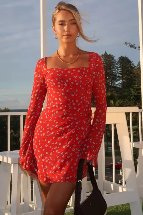 Long Sleeve Floral Mini Dress