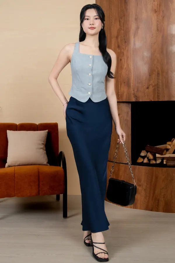 Satin Maxi Skirt Evening Outfit