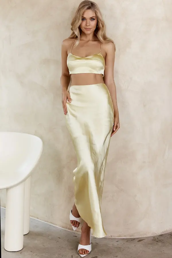 Satin Maxi Skirt Night Out Outfit