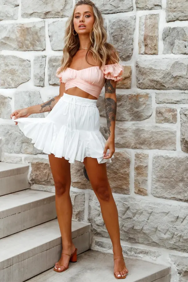 White Mini Skirt Look