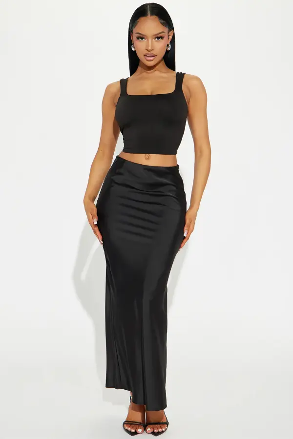 Black Maxi Skirt Date Night Outfit