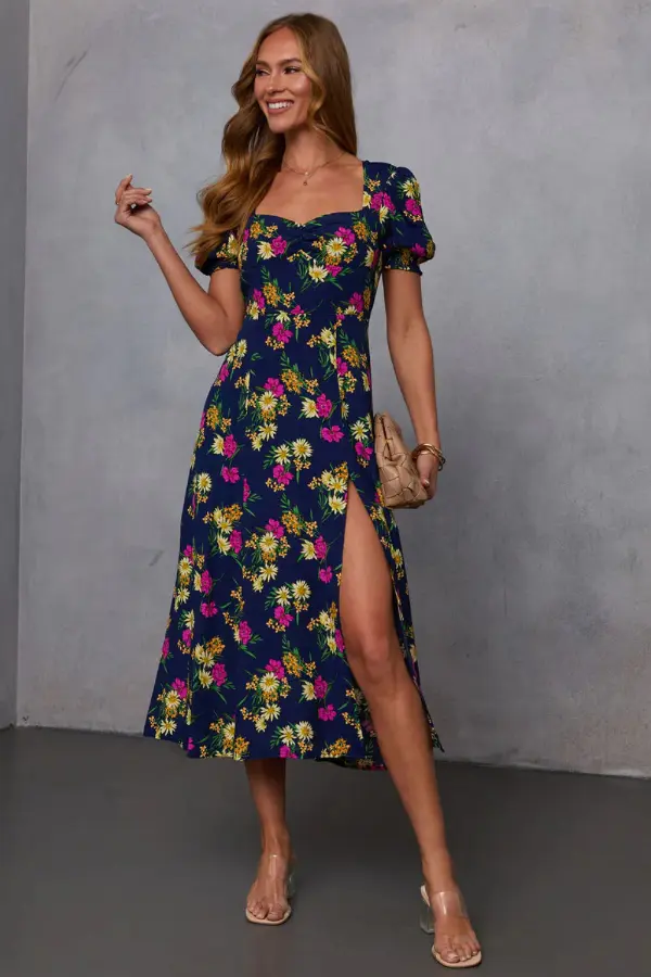Casual Floral Midi Dress
