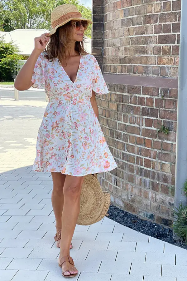 Floral Mini Dress Outfit Casual