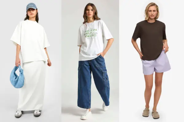 How to Wear Oversized T-shirt With jeans, Shorts and Skirt