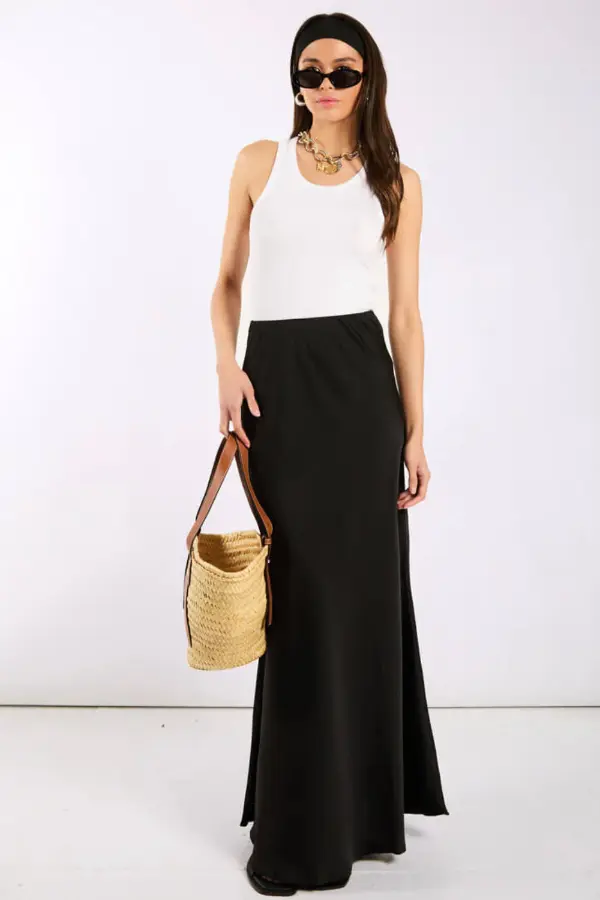 Satin Maxi Skirt Outfit Summer